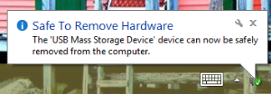Safe to remove hardware message