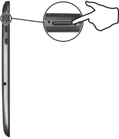 Power button on the left side of the tablet